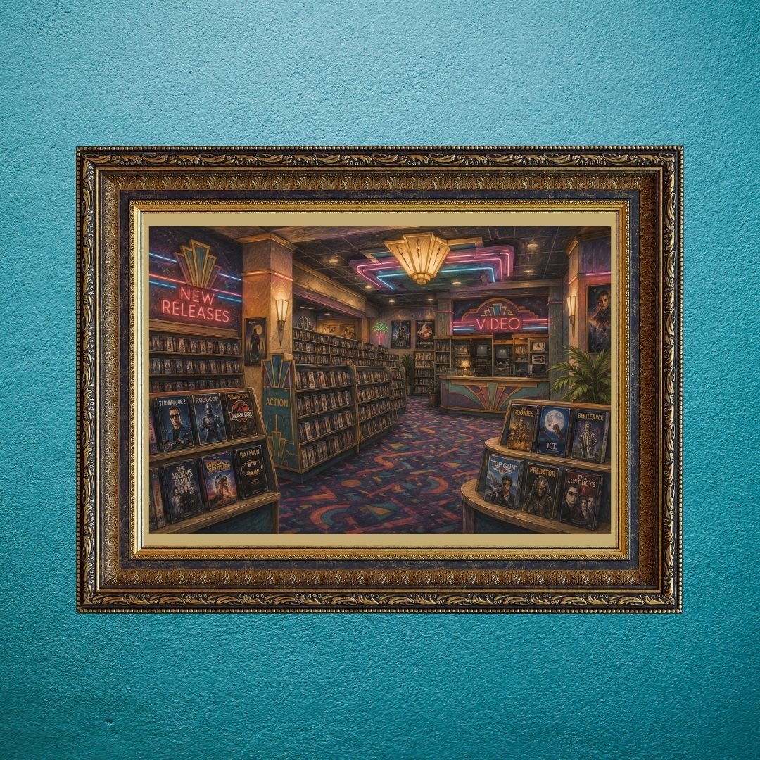 Timeless Cinema Dreams Glow Across Soft Geometric Midnight Reflections | Pastel Digital Artwork