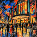 Electric Shadows — Cinema Culture in Fauvism Charcoal by Digital Artwork Gallery