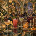 Cocktails in Flowing Art Nouveau, Collage by Digital Artwork Gallery