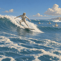 Digital Artwork Gallery | Measured Ocean Force in a Matte Neoclassical Surf Break