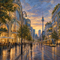 Berlin Modern in Flowing Oil Rhythms Beneath a Silver Evening by Digital Artwork Gallery