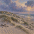 Digital Artwork Gallery | Windswept Dunes in Powdered Symbolist Light Along a Restless Shore