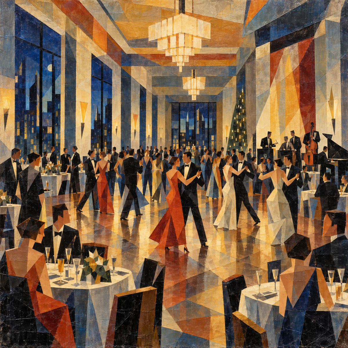 Digital Artwork Gallery | New Year Ballroom in Waxed Geometric Light and Crystal Rhythm