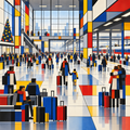 Digital Artwork Gallery | Holiday Departures in Airbrushed Abstract Rhythm Across a Winter Station