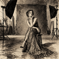 Publicity Light in Elaborate Ink Shadows Across a Quiet Studio Set by Digital Artwork Gallery