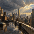Rain Over Manhattan in Alkyd Layers and Neoclassical Poise by Digital Artwork Gallery