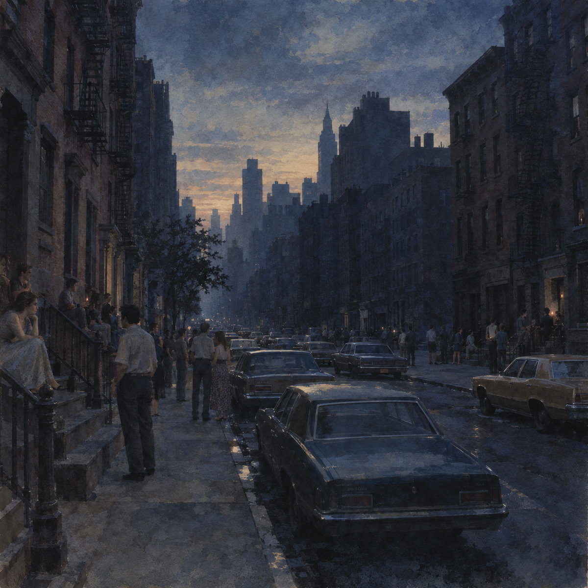When Manhattan Fell Quiet in Symbolic Dye-Wash Summer Shadows by Digital Artwork Gallery