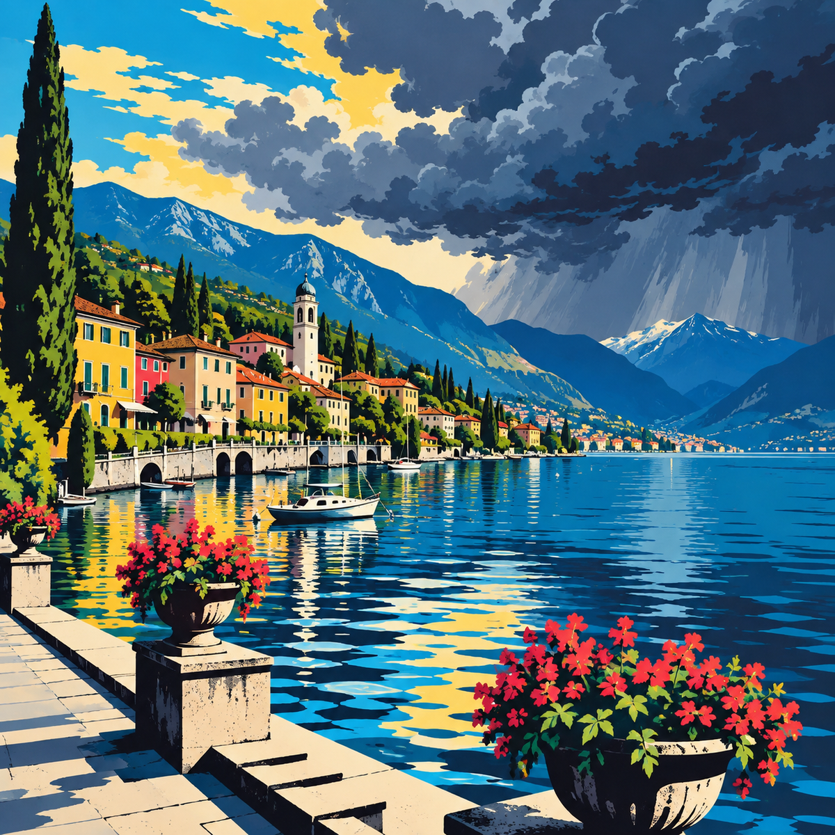 Latex Pop Rhythms Before the Alpine Storm Over Lake Como by Digital Artwork Gallery