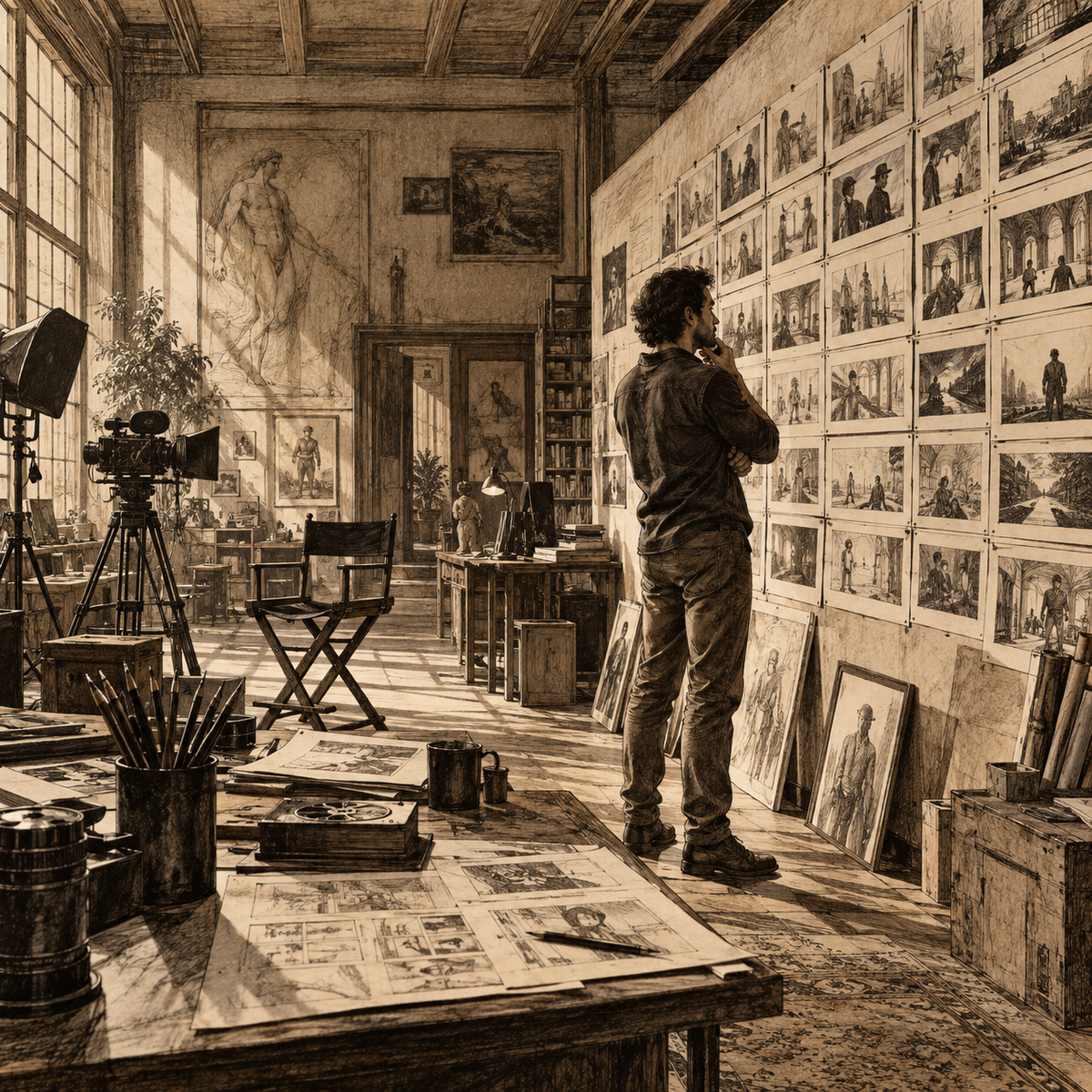 Measured Visions Across an Ink-Wrought Studio of Renaissance Clarity by Digital Artwork Gallery