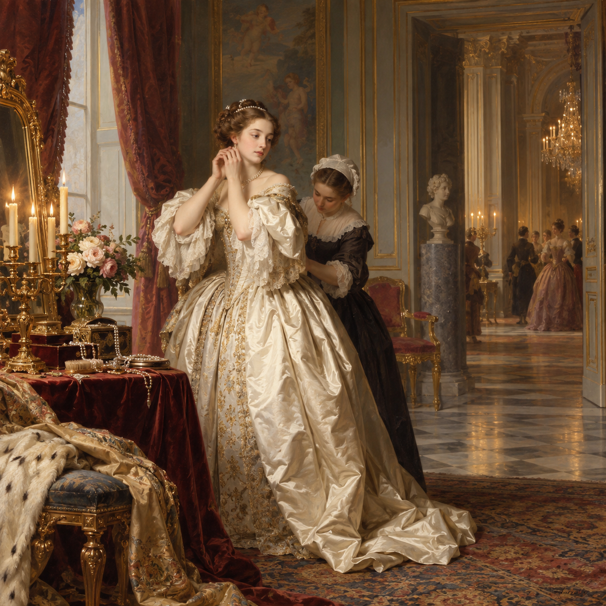 Silk and Candlelight Before the Evening Court Begins by Digital Artwork Gallery
