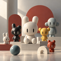 Quiet Collectibles Gather in a Precise Field of Modern Forms by Digital Artwork Gallery