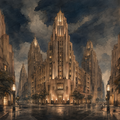 Ink Drawing, Renaissance, Art Deco District by Digital Artwork Gallery