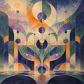 Generative Structure in Symbolist Tempera: Dawn Logic by Digital Artwork Gallery
