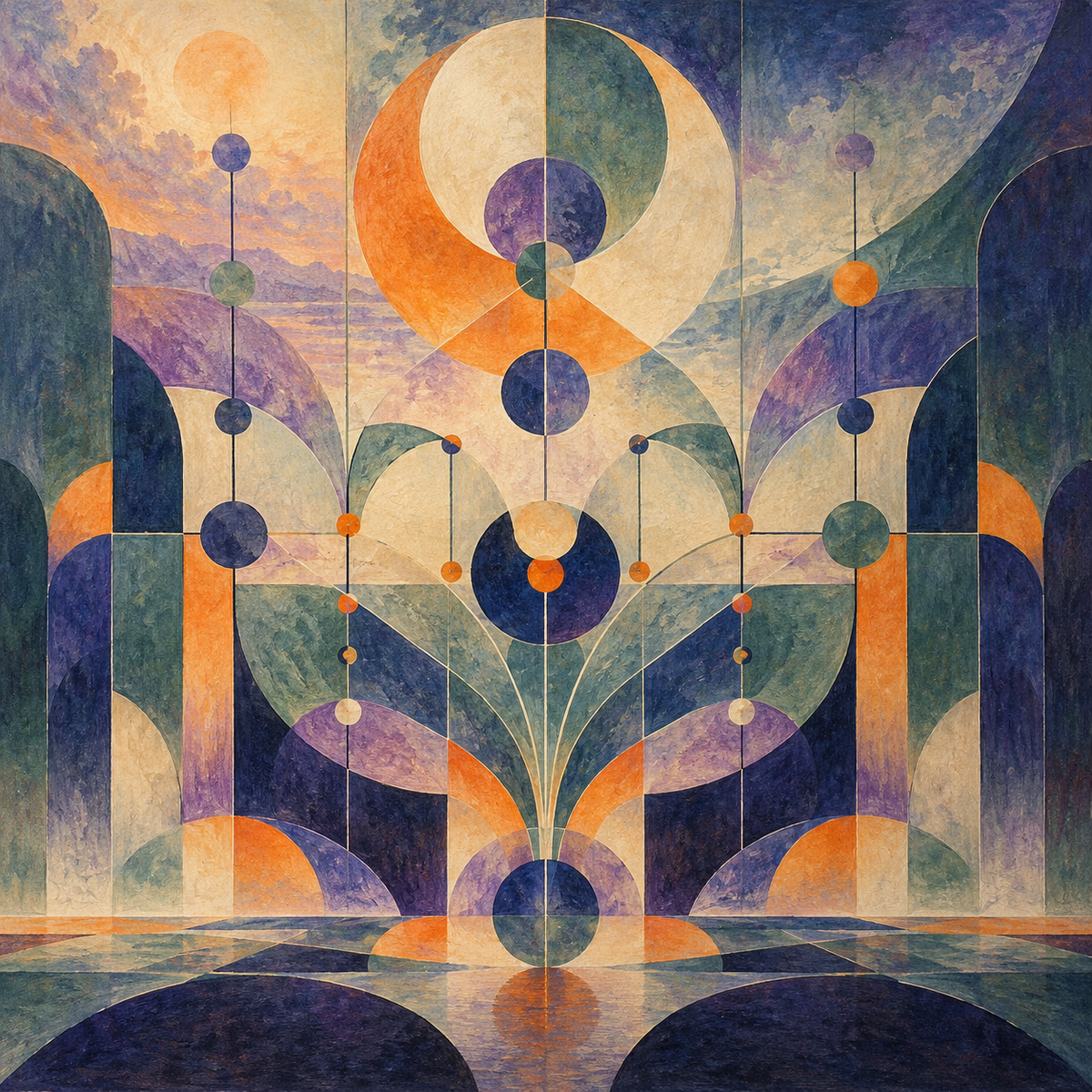 Generative Structure in Symbolist Tempera: Dawn Logic by Digital Artwork Gallery