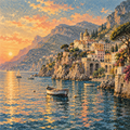 Amalfi Coast in Impressionist Light, a Lithograph by Digital Artwork Gallery