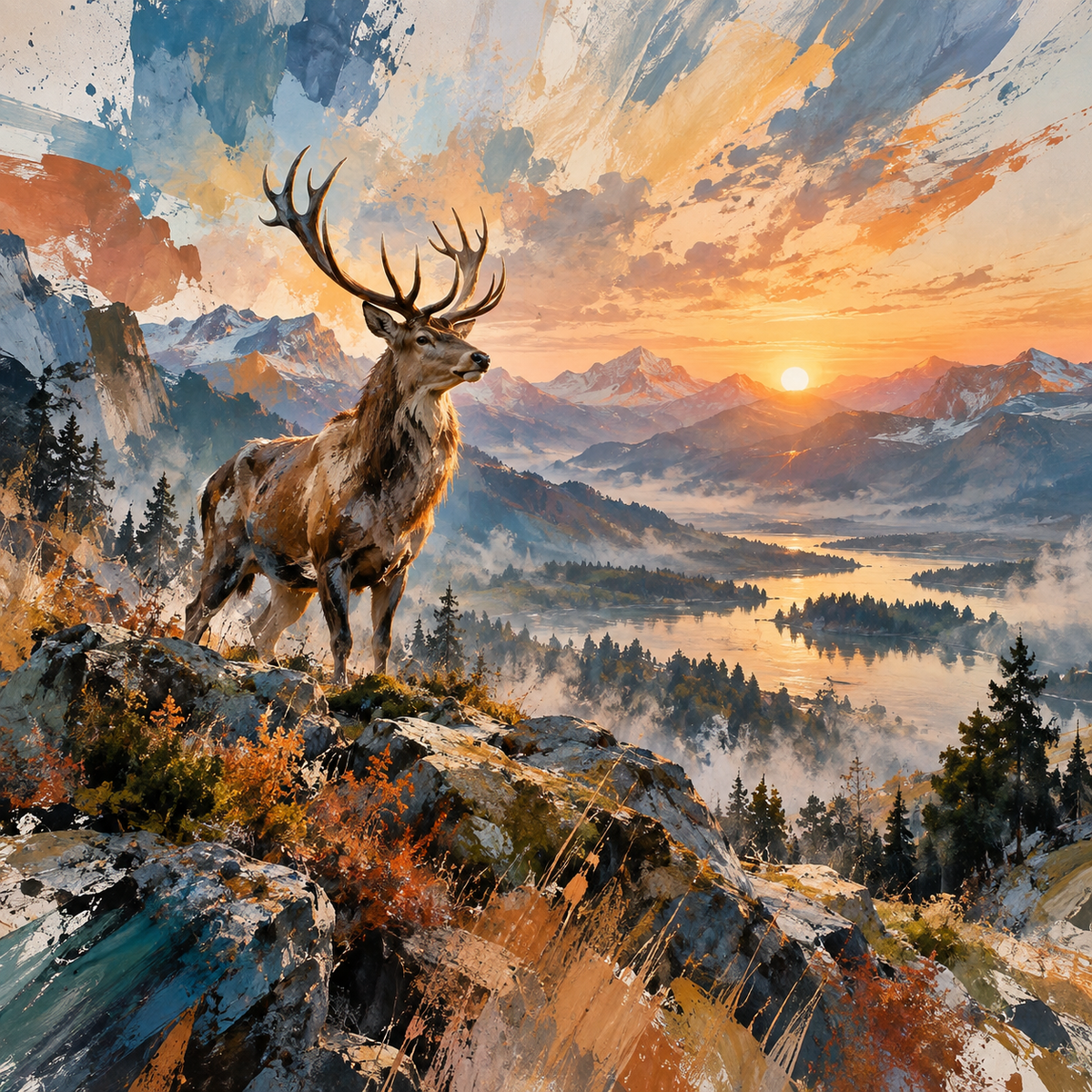 Wildlife in Abstract Expressionist Digital Airbrush by Digital Artwork Gallery