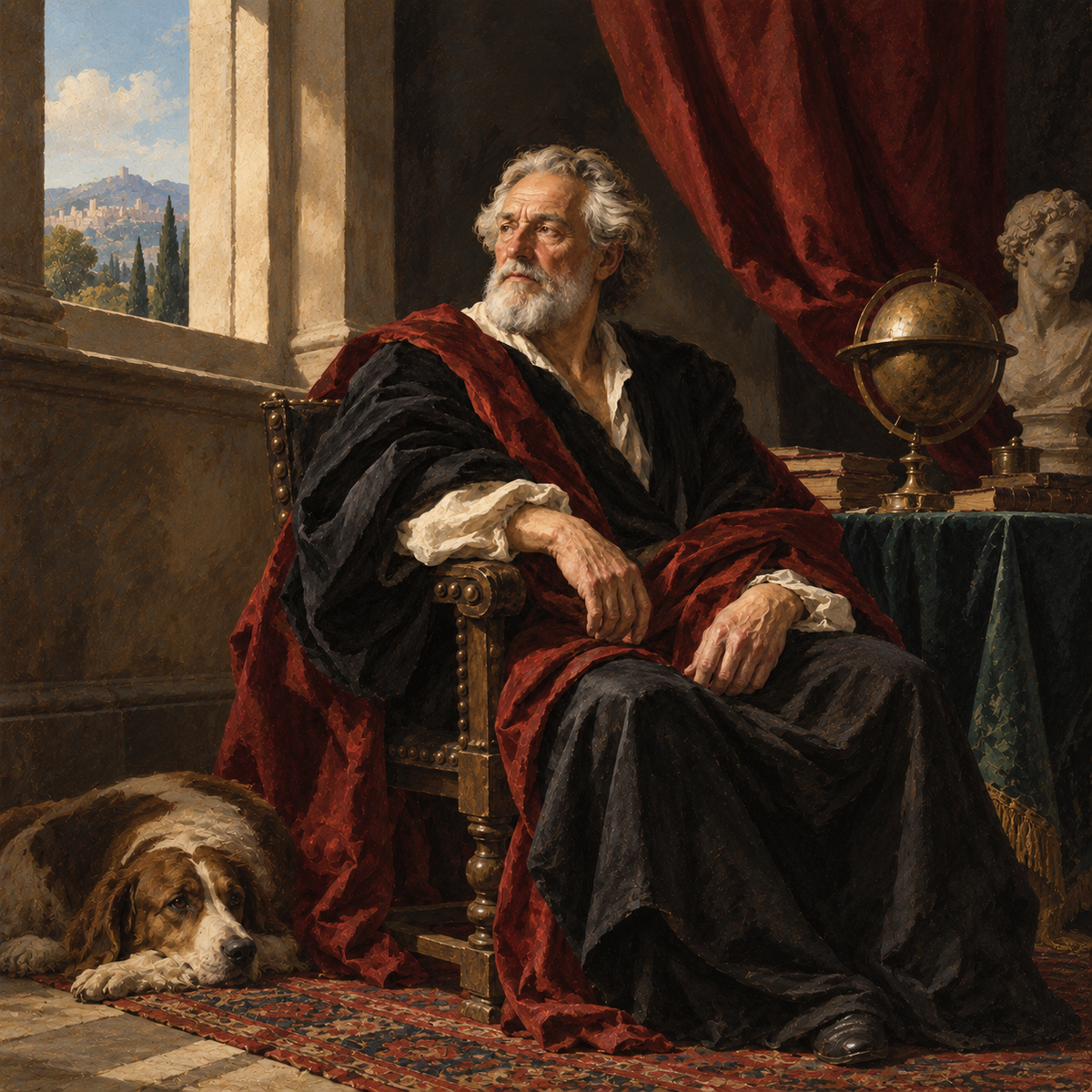 Elder Portrait in Baroque Gouache by Digital Artwork Gallery