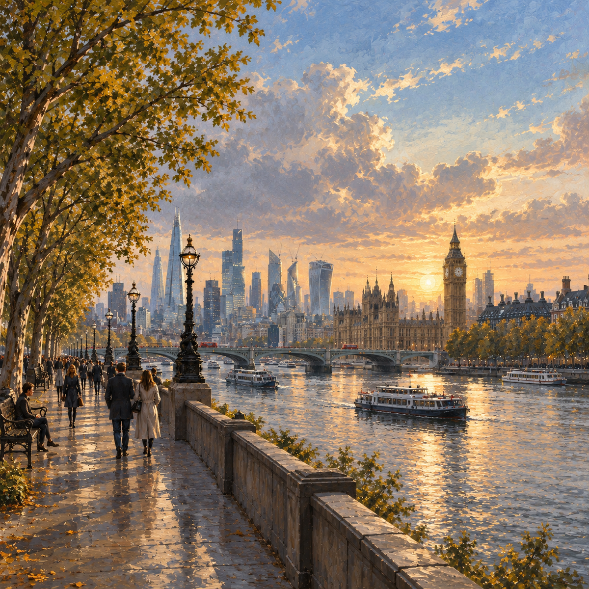London 2026 in Symbolism, Casein — Between River and Tomorrow by Digital Artwork Gallery