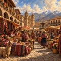 Andean Market in Baroque Mixed Media by Digital Artwork Gallery