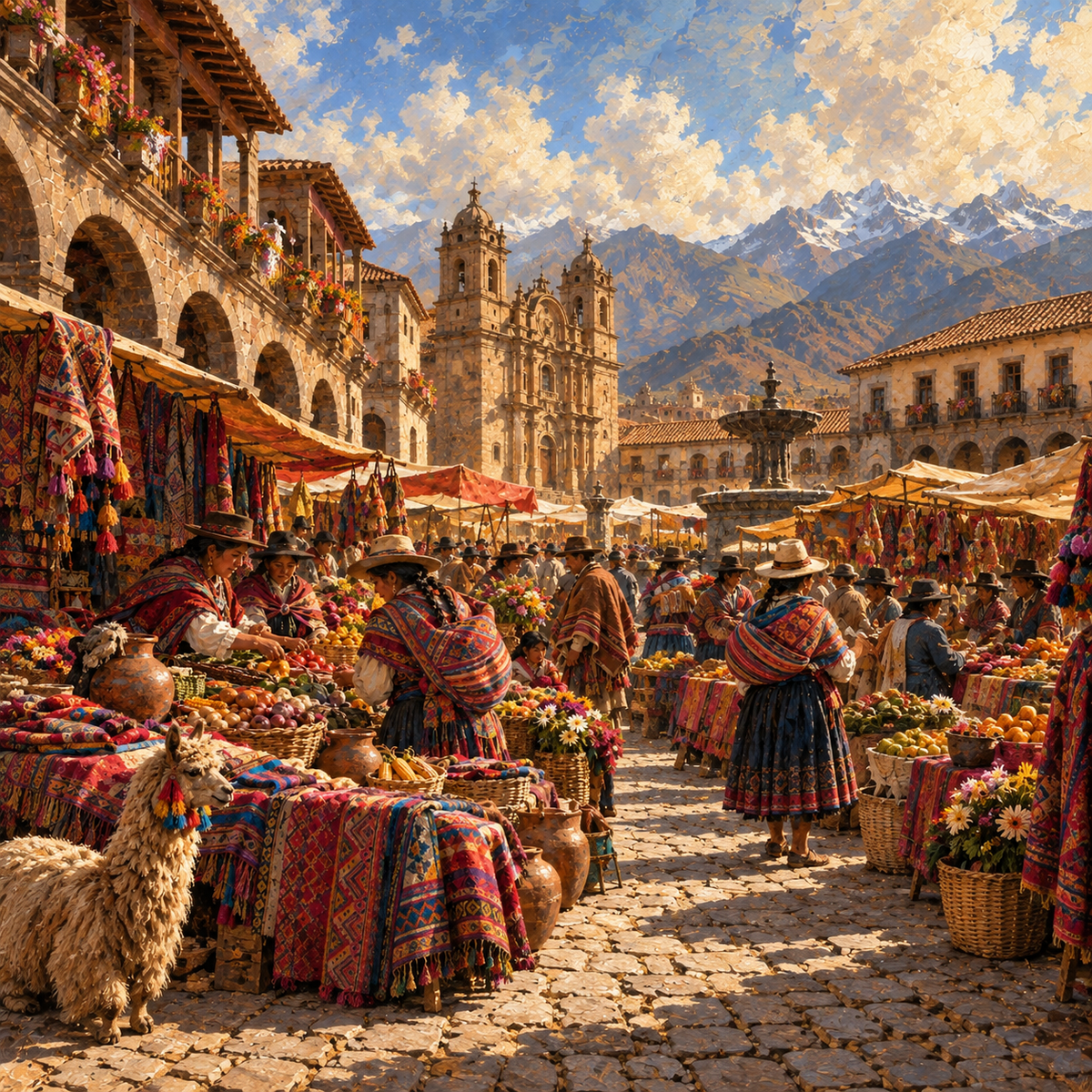 Andean Market in Baroque Mixed Media by Digital Artwork Gallery