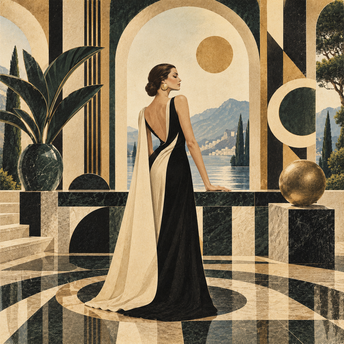 Geometric Luxury — Contemporary Figurative Lithograph by Digital Artwork Gallery