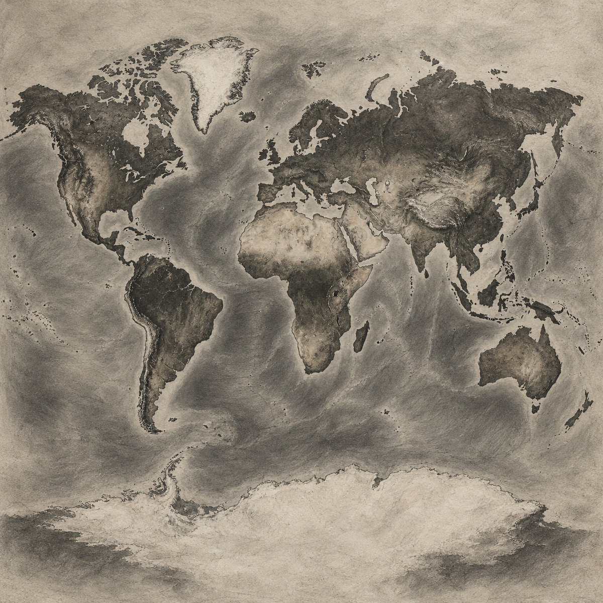 Minimal World in Charcoal Silence — Realism Charcoal by Digital Artwork Gallery