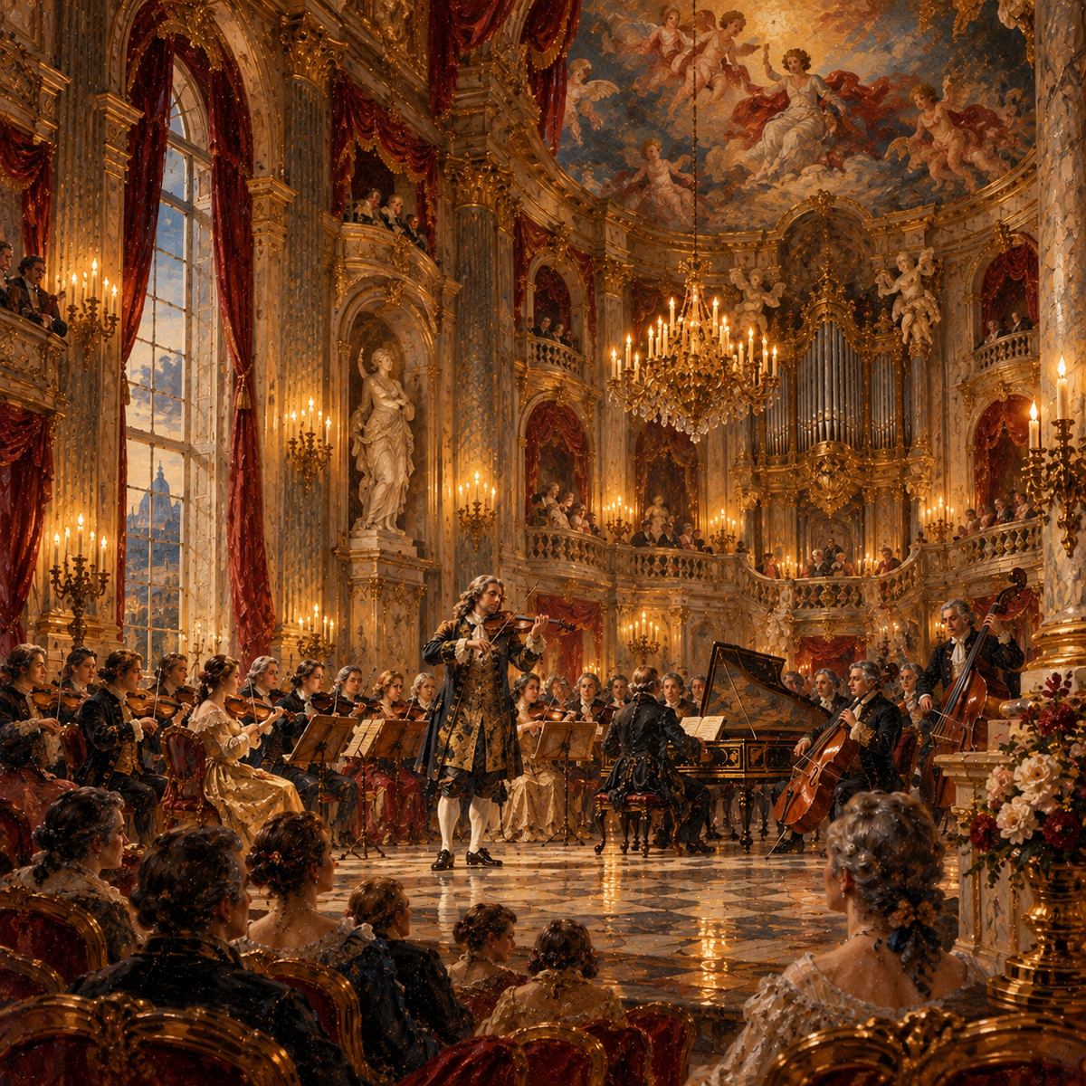 Classical Concert in Waxed Splendor — Baroque Encaustic by Digital Artwork Gallery