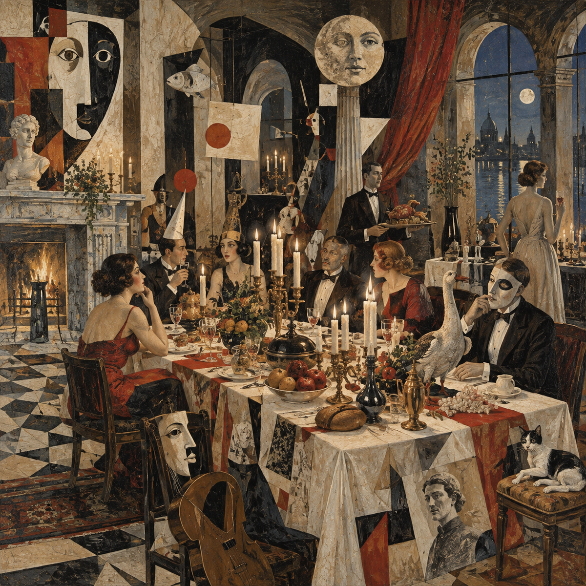 Candlelit Feast, Dadaism in Casein — by Digital Artwork Gallery