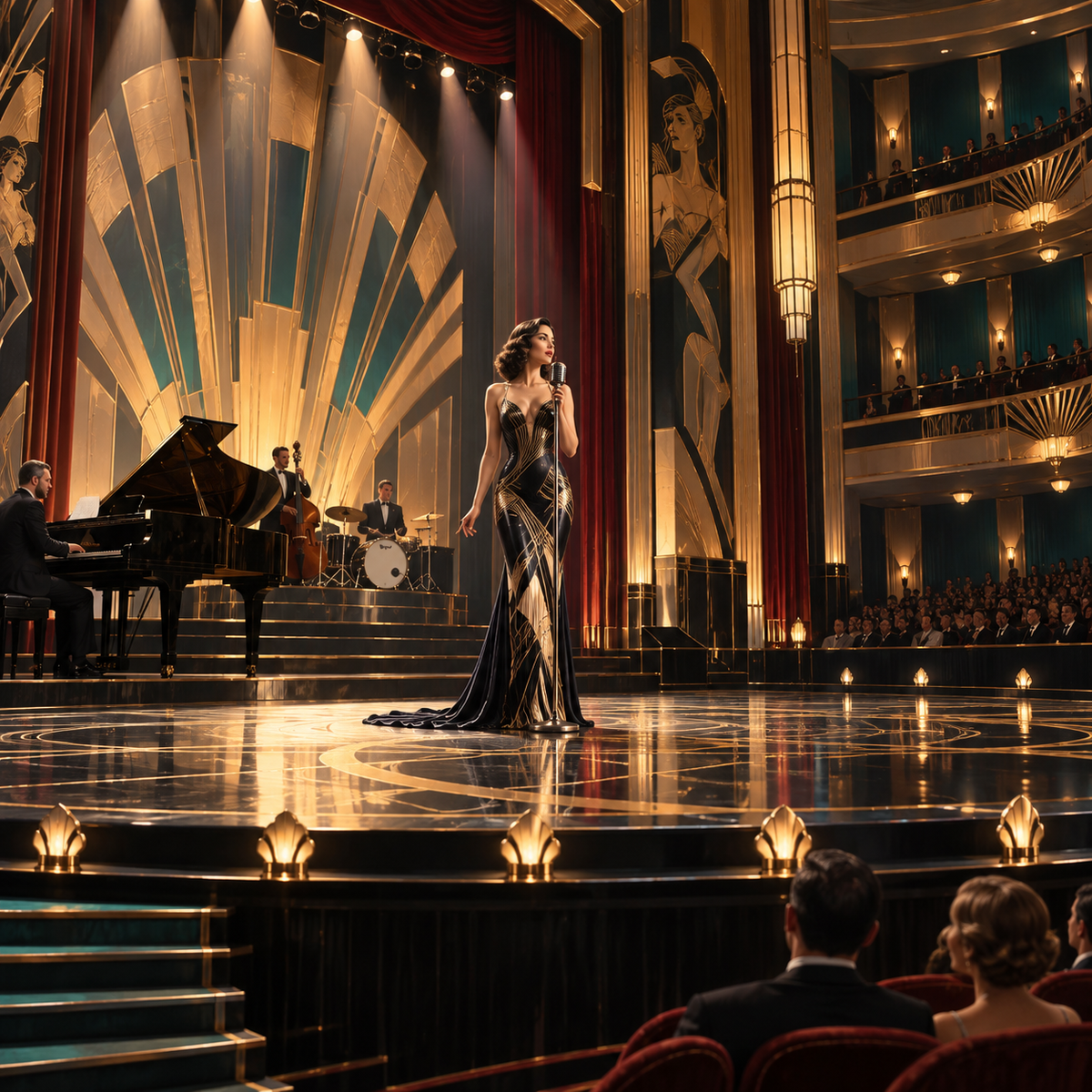Modern Performer in Deco Light — Art Deco Latex by Digital Artwork Gallery