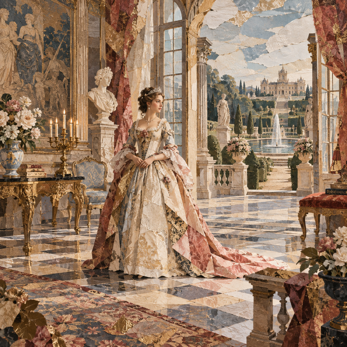 Baroque Princess in Ordered Light — Neoclassicism Collage by Digital Artwork Gallery