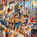 Morning Cartoon in Motion — Futurism Acrylic by Digital Artwork Gallery