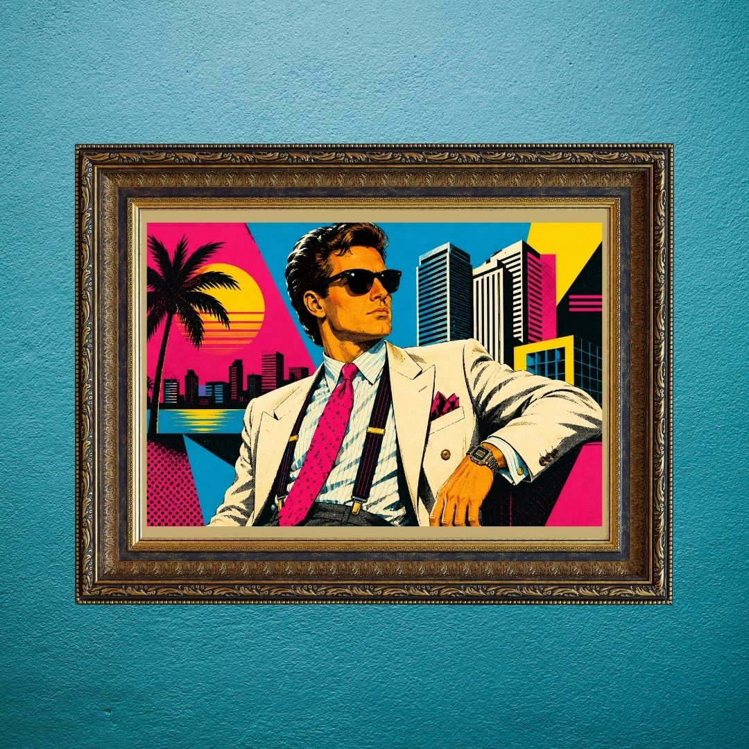 Electric Ambition Radiates Across Geometric Skylines Beneath Endless Confidence | Screen Print Digital Artwork