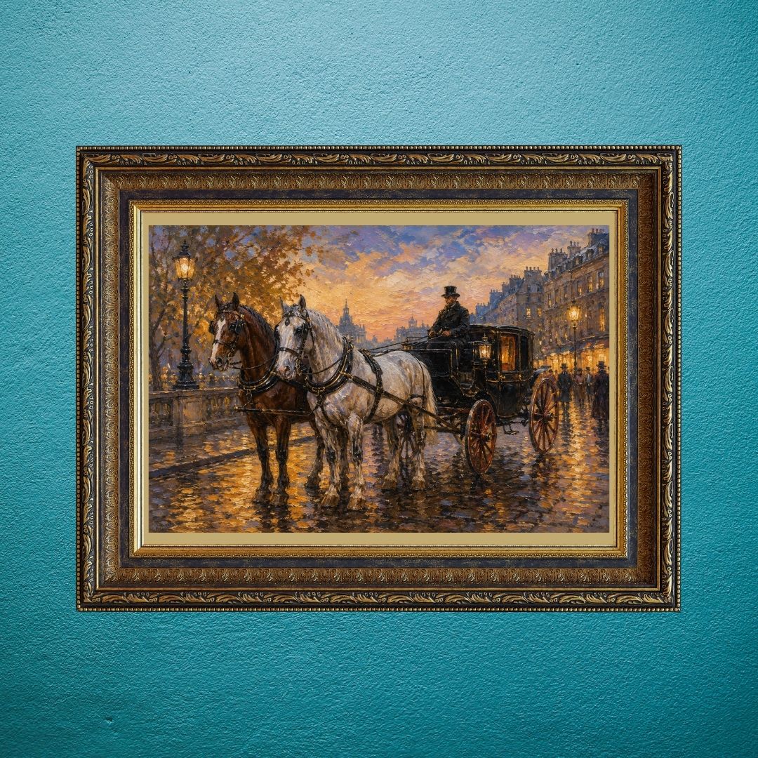 Noble Companions Await Journey Through Luminous Streets Of Timeless Memory | Acrylic Digital Artwork
