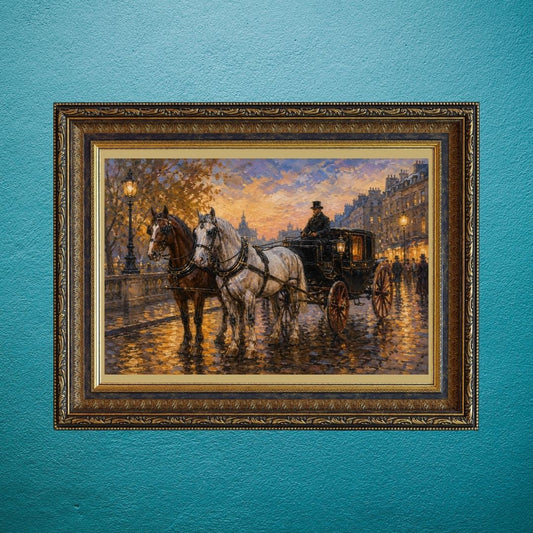 Noble Companions Await Journey Through Luminous Streets Of Timeless Memory | Acrylic Digital Artwork