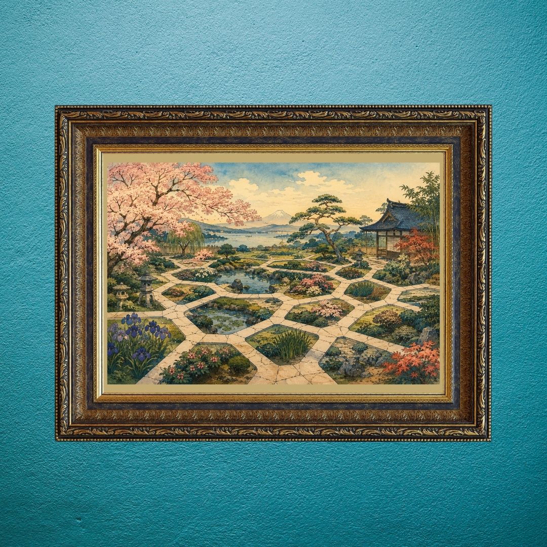 Organic Patterns Bloom Through Timeless Landscapes With Graceful Stillness | Watercolor Digital Artwork