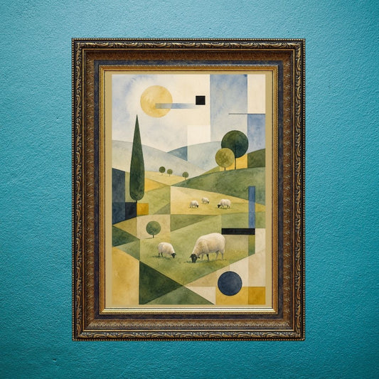 Pastoral Harmony Emerges Through Floating Forms And Tranquil Horizons | Watercolor Digital Artwork