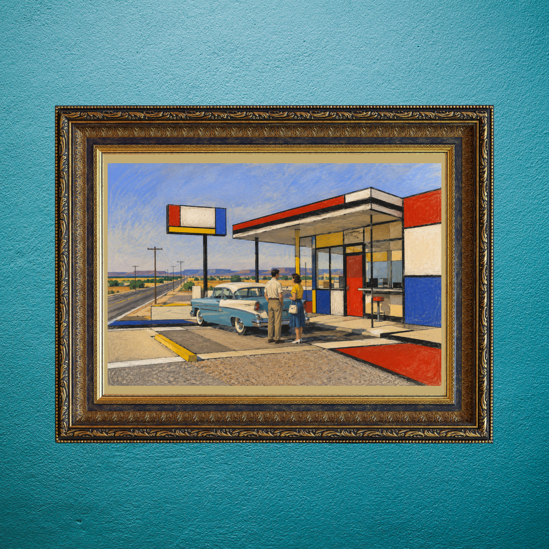 Primary Colors Wait Beside the Long Unwritten American Highway | Pastel Digital Artwork