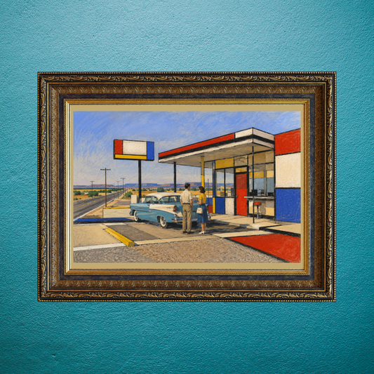 Primary Colors Wait Beside the Long Unwritten American Highway | Pastel Digital Artwork