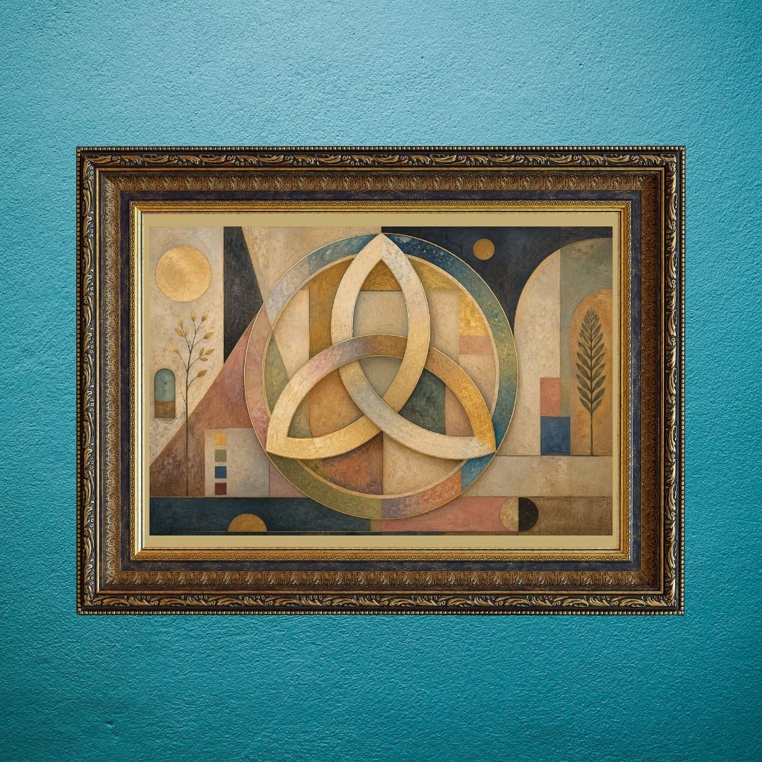 Silent Geometry Embraces Enduring Harmony Beneath Luminous Earth Tones | Egg Tempera Digital Artwork